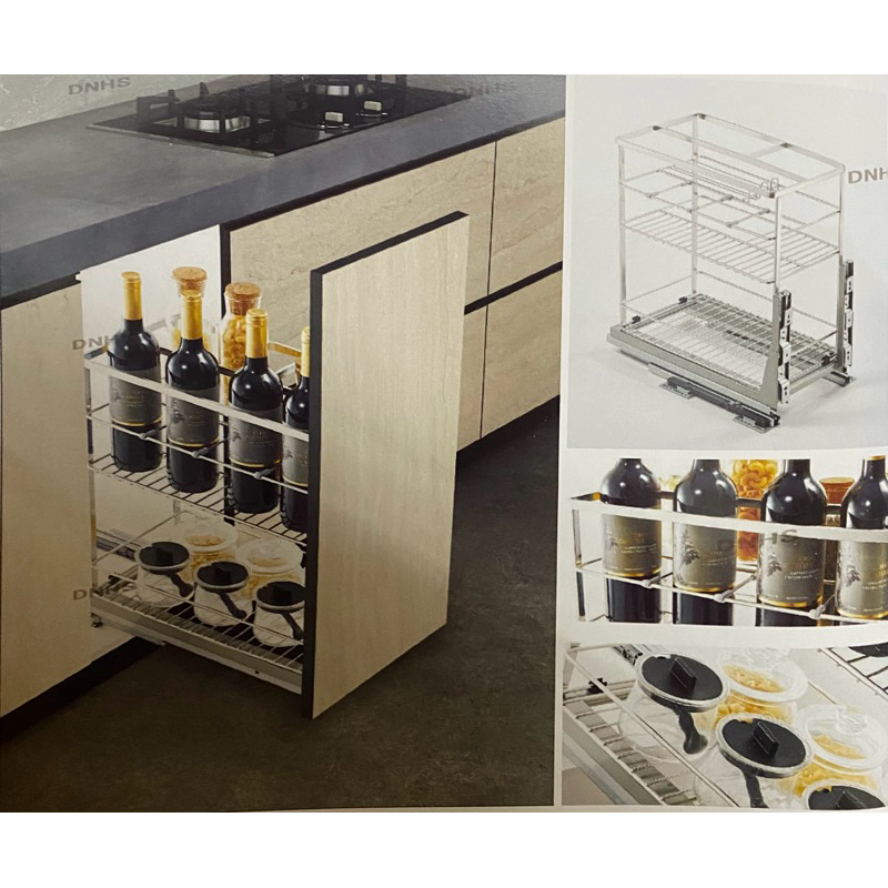 Kệ Đựng Gia Vị Chai Lọ Nan Dẹt Inox 304 DNHS, Giá Gia Vị Âm Tủ, Gắn Cánh Mã Sản PhẩmDV002-250DV002-3