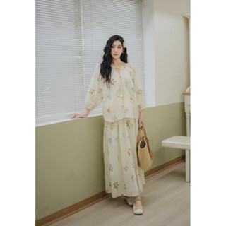 PETBYCHANG - Floral set - Set hoa gồm áo và chân váy dáng dài style nhẹ nhàng nữ tính
