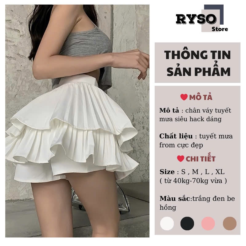 Chân Váy Tầng Xếp Ly Xòe Dáng Ngắn 2 Tầng Lưng Cạp Cao RYSO , Váy 2 Tầng Phồng Lót Trong Dày Dặn | BigBuy360 - bigbuy360.vn