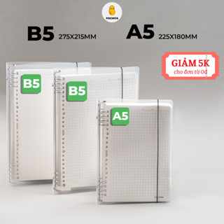 Sổ Còng A5 B5 Binder 8 Còng Kim Loại Không Gỉ, Bìa Sổ Còng Làm Sổ Tay, Take Note, Bujo BC-01A5/B5