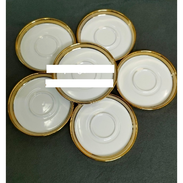 Set 6 Đĩa sứ viền vàng cao cấp