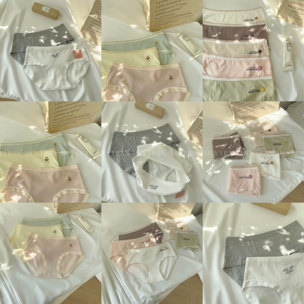 QUẦN LÓT QUẦN CHIP NỮ 100% COTTON CAO CẤP CẠP NGANG KHÁNG KHUẨN THOÁNG MÁT CO GIÃN 4 CHIỀU MEY TRẦN