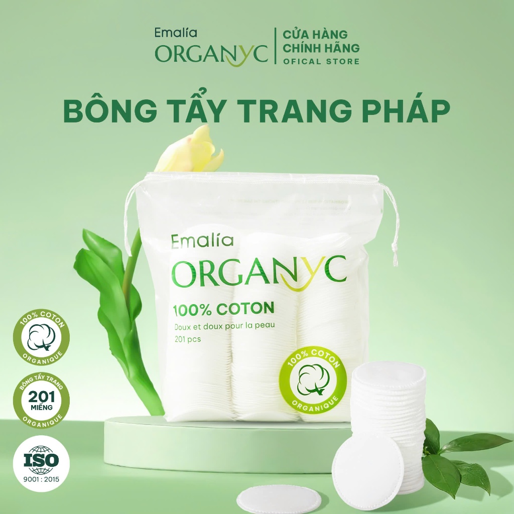 [Combo 5gói] Bông tẩy trang Emalia 201miếng Cotton cao cấp, bông tẩy trang thiên nhiên