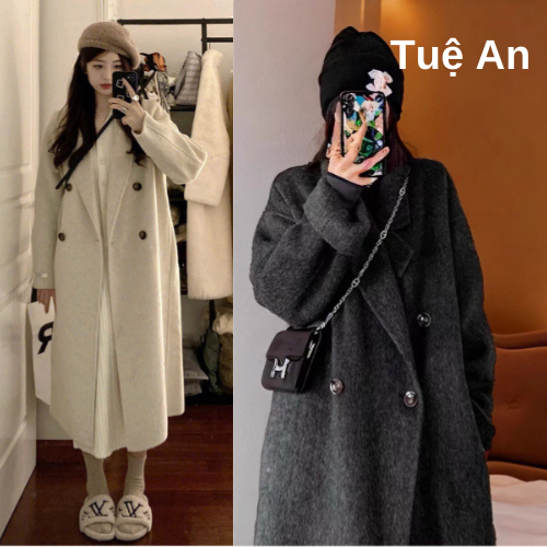 Áo Khoác Măng Tô Dáng Dài Đi Tiệc,Áo Dạ Lông Cừu Cổ Vest Sang Trọng Cao Cấp QC [Mã TA054]