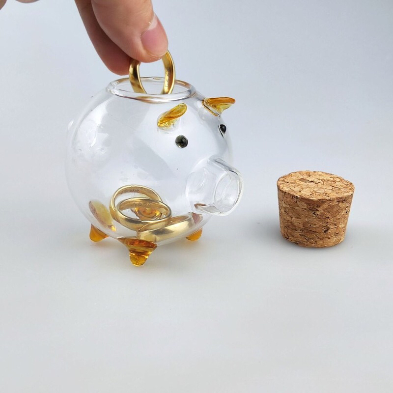 [XẢ KHO-SIÊU RẺ] Ống Heo tiết kiệm Thuỷ Tinh trong suốt LOẠI 1 đẹp-Heo đựng nhẫn, thỏi vàng-quà tặng