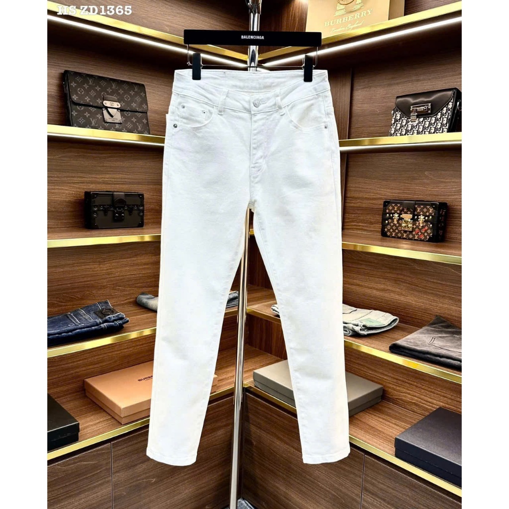 Quần Jean Nam Trắng Trơn , Trắng Rách Gối Mẫu Mới Co Dãn , Chuẩn QC Cao Cấp - TN-LUXURY(QUẢNG CHÂU)