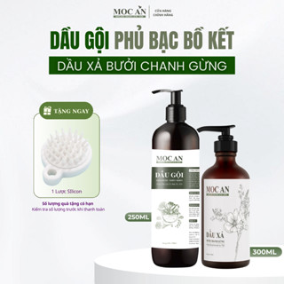 Combo Dầu Gội Phủ Bạc Thảo Dược Bồ Kết 250ML & Dầu Xả Chanh Gừng 300ML Mộc Ân Haircare