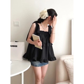  Áo 2 dây bản to buộc nơ vai Áo dây babydoll xòe tầng có bigsize 40kg-120kg 