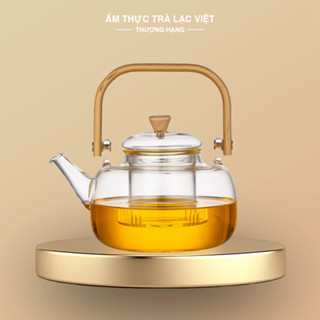  Ấm Trà Thuỷ Tinh Quai Tre Thủ Công Có Lõi Lọc Chịu Nhiệt 1000ml 