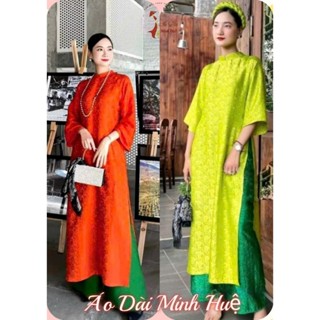 Áo dài gấm suông cao cấp Minh Huệ, áo dài cách tân nữ trẻ trung cho các nàng thơ diện sự kiện lễ Tết cưới hỏi sang trọng