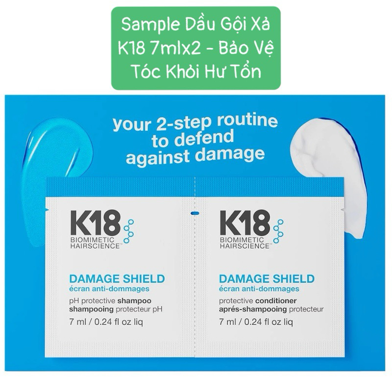 Sample Dầu Gội Xả K18 Damage Shield protective shampoo and conditioner 7mlx2 - Bảo Vệ Tóc Khỏi Hư Tổn