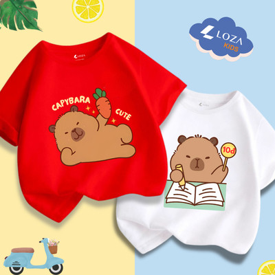 Áo thun Capybara cho bé trai - Áo phông trẻ em Loza Kids - CA006