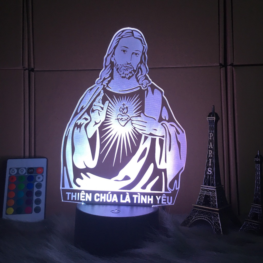 Đèn thờ Lòng Chúa Thương Xót, Đèn tranh Lòng Chúa Thương Xót để bàn, Đèn Công giáo (L589)
