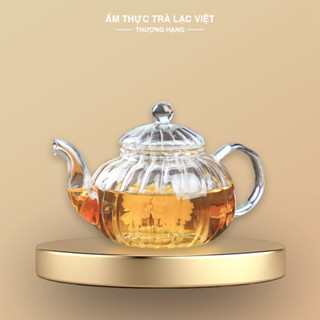  Ấm Trà Thuỷ Tinh Sọc Bí Có Lõi Lọc 600ml  Loại Mỏng  