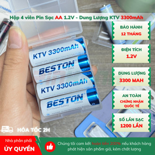 Hộp 4 Pin Sạc AA, AAA - 1.2V Dung Lượng Cao Chính Hãng Beston cho micro karaoke, đồ chơi