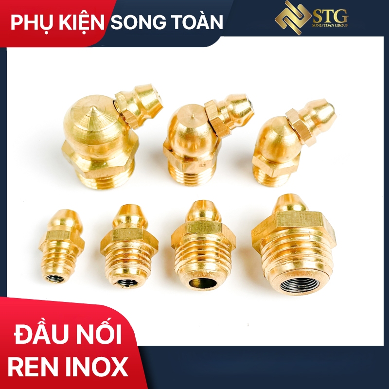 Vú Bơm Mỡ Đồng Thau M6 M8 M10 M12 - Đầu Vú Mỡ Thẳng & Cong