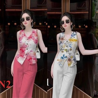 Set Bộ Nữ sát nách Thiết Kế sang trọng trẻ trung áo vải lụa hàn quần đũi xước mềm mát size 45-73kg mã SN