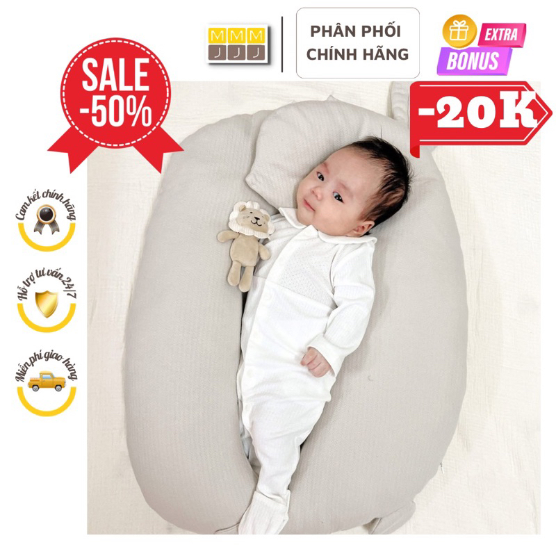 Gối /Vỏ gối chặn thỏ đa năng cho bé Mochee, gối chặn chữ U chất liệu cotton mềm mại, thoáng khí cho bé - minjeebaby