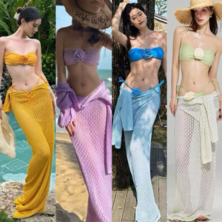 (HA0007) Bikini 3 mảnh, bikini Kèm Váy Lưới Dài đi biển- [HUỆ AN STORE]- đồ bơi cao cấp, bikini Hot Trend 2025