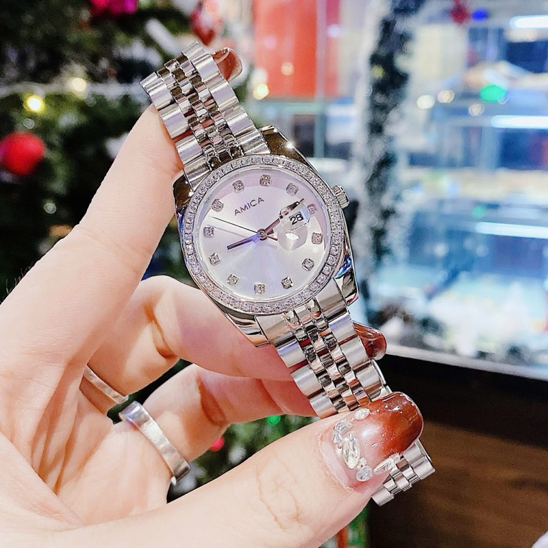 Đồng hồ nữ Amica dây kim loại, kích thước 32mm
