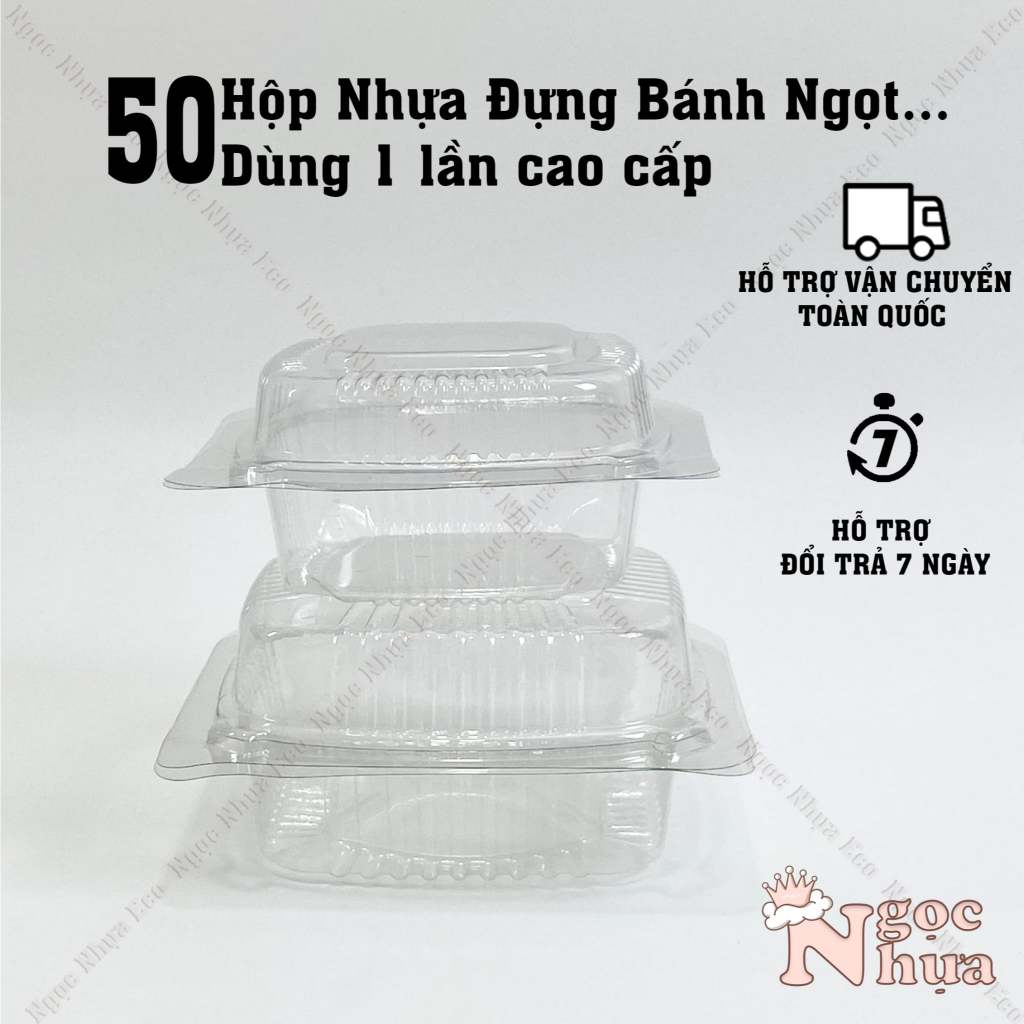 SET 50, 100 Hộp Nhựa H128 H129 – Hộp Đựng Bánh Ngọt, Xôi, Hamburger | NGỌC NHỰA ECO