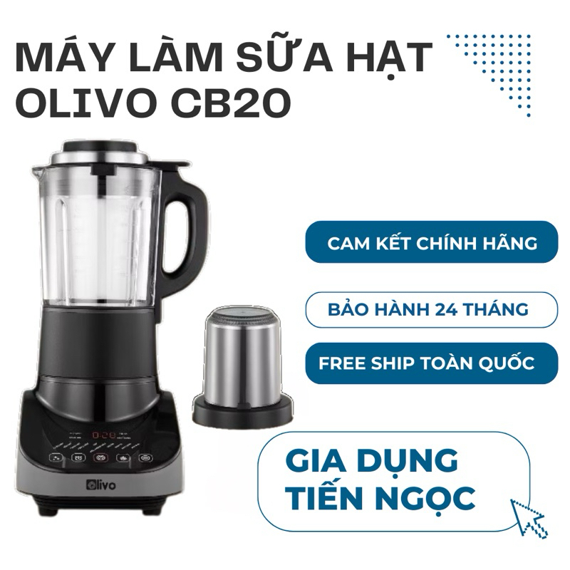Máy Làm Sữa Hạt OLIVO CB20 1,75 Lít – Máy Xay Nấu Đa Năng – 12 Chức Năng – Nắp Inox 304