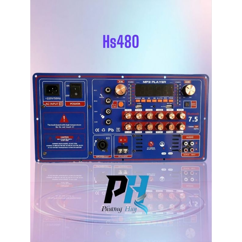 Mạch loa kéo công suất lớn HS480 kích thước 19x38 /350w chống hú 3 cấp độ nguồn 45V cực mạnh - Điện 