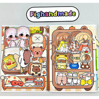  Đồ chơi bóc dán Ngôi nhà của búp bê Capybara Gacha cắm trại tắm suối nóng - Búp bê giấy 