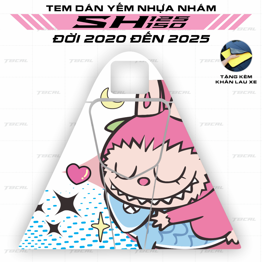 Tem dán yếm nhựa nhám mẫu Labubu SH 2017>2025 MS004