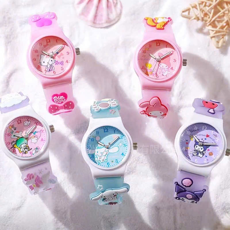 PVN63468 Đồng Hồ Đeo Tay sanrio melody cinnamoroll 3d Dây Silicon Chống Thấm Nước Dành Cho Trẻ Em T5