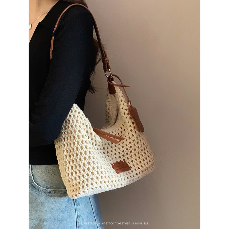 (Sẵn ship hoả tốc) Túi tote vintage dệt chio2nd phong cách mùa hè | BigBuy360 - bigbuy360.vn