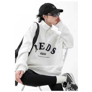  Áo Sweater Cổ polo Nữ Có Khóa Cổ Nỉ Bông Dày Dặn Không Xù In Họa Tiết Chữ Mặc Mùa Thu Đông Nam nữ mặc đều đẹp 