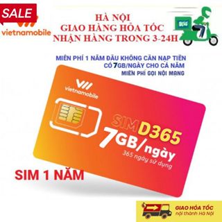 Sim Vetnamobile Data 4g Vào Mạng 1 Năm Miễn Phí 12 tháng 7GB/ngày 210gb/tháng giá rẻ