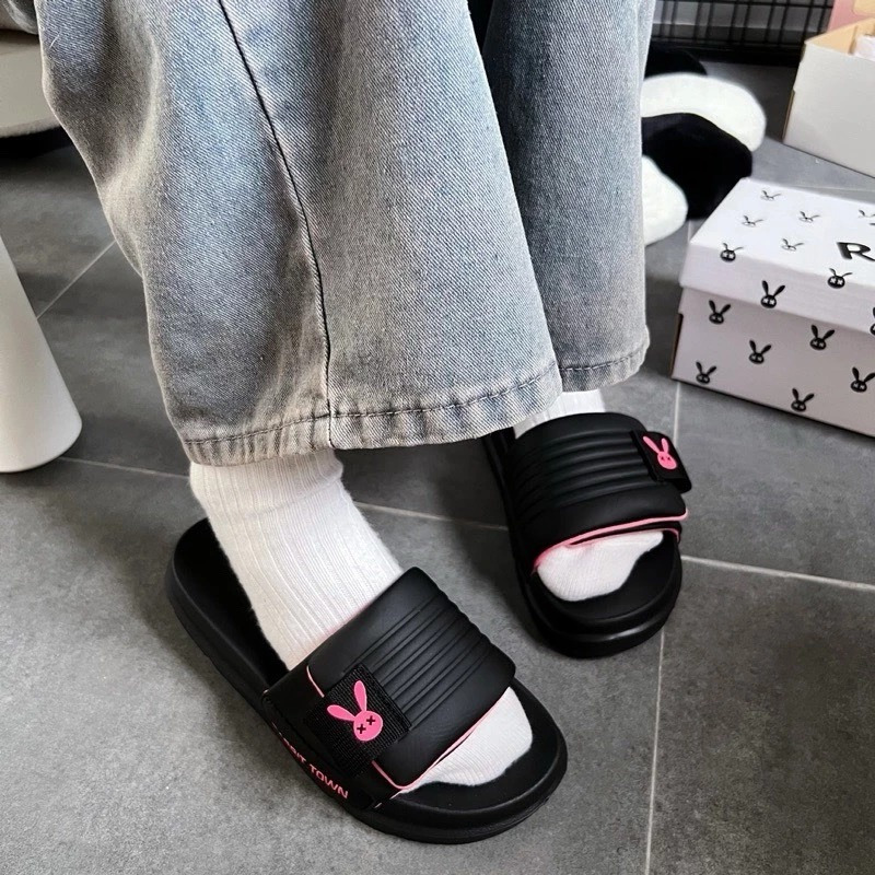 Dép Nữ Bánh Mì -Dép Quai Viền Mix Màu Rabbit Town Đế Cao 4cm Chất Lượng.