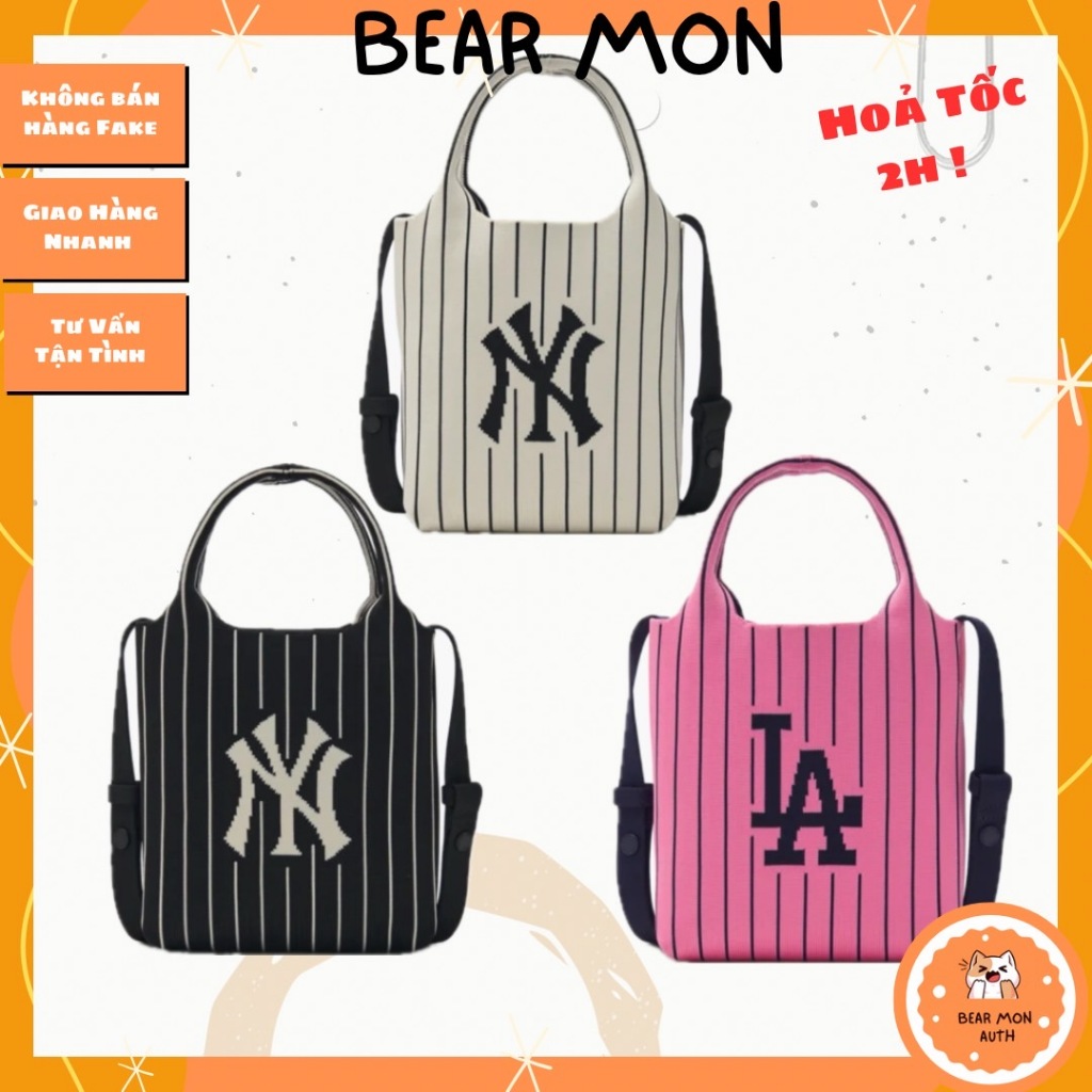 Túi Đeo Chéo MLB Basic big logo knit cross bag New York Yankees LA Dodgers Màu Trắng /Đen/ Hồng 3Acr