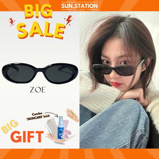 Kính râm nam nữ sang chảnh SUN STATION, Kính thời trang gọng oval GM hot trend 2023, chống bụi đi đường bảo vệ mắt - ZOE