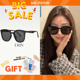 Kính râm nam nữ thời trang SUN STATION, mắt kính gọng tròn to màu đen ngầu sang chảnh, kính đi đường chống bụi - ERIN