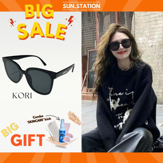 Kính mát nam nữ chống tia uv SUN STATION, kính râm gọng vuông to GM hot trend 2023, kính đi nắng chống bụi đi đường-KORI