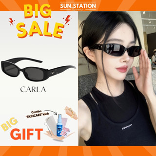 Kính đen ngầu nam nữ cá tính jennie SUN STATION, kính râm thời trang hình chữ nhật phong cách hiphop, sang chảnh - CARLA