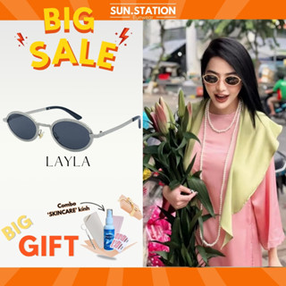  Kính mát oval gọng kim loại SUN STATION Kính thời trang nữ sang chảnh Kính kiểu đeo đi chơi đi biển chụp ảnh - LAYLA 