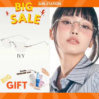 Kính thời trang nữ nam gọng kim loại trong suốt SUN STATION, Kính không viền hình chữ nhật geek chic mang chụp ảnh - IVY