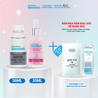 Combo Làm Sạch Da, Ngăn Ngừa Và Đẩy Mụn Đầu Đen Bye Bye Blemish Volcanic Ash Drying Lotion & Skin Resurfacing Peel Serum