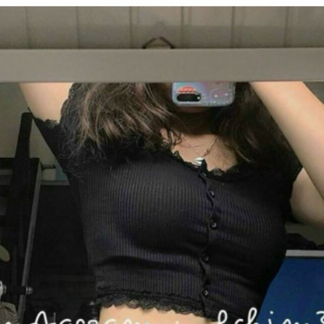 ÁO CROPTOP CỔ TRÒN REN XINH