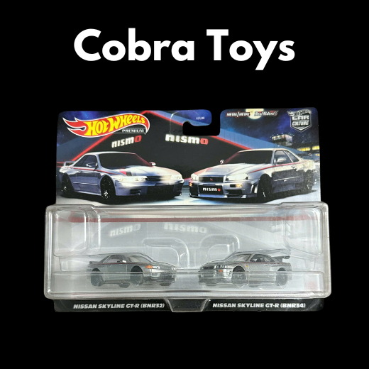 [ PREMIUM ] SET 2 CARS NISSAN SKYLINE GTR R34 & R32  - Cobra Toys - Hot Wheels PREMIUM -Xe mô hình t