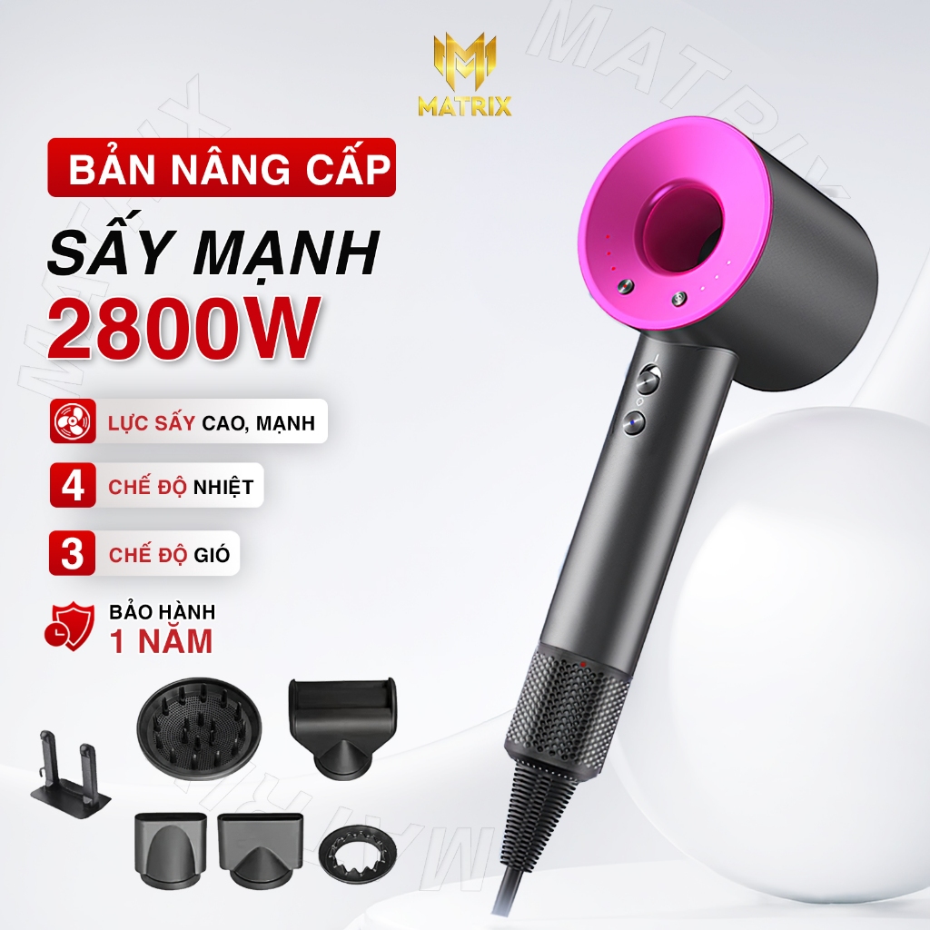 Máy sấy tóc ion âm Matrix, công suất lớn 2800w, động cơ không cánh quạt êm ái, bảo hành 12 tháng