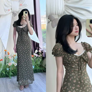 HÈO | Floré Dress Đầm Body Thun Hoa Nhí Đuôi Cá Nhún Ngực