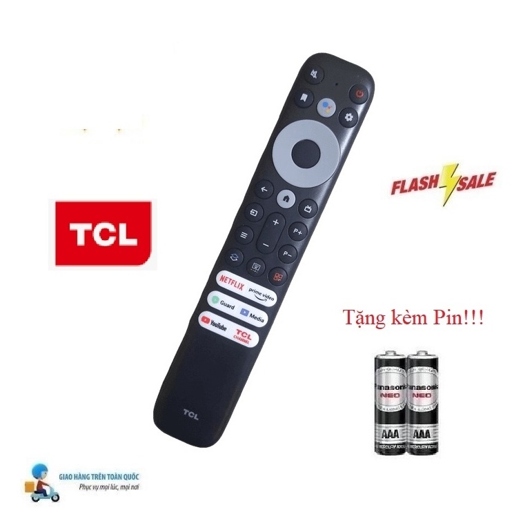 Remote Điều khiển tivi TCL giọng nói 3 NÚT NGANG TRẮNG VOICE- Hàng mới  100% Tặng Pin