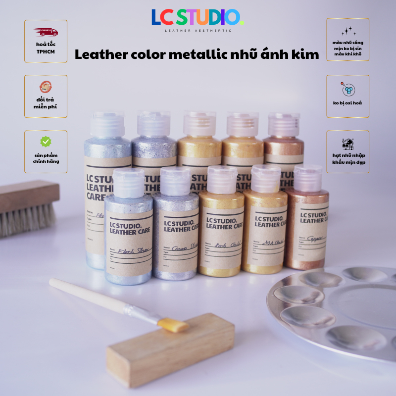 Màu Sơn Metallic Phục Hồi Dành Cho Đồ Da,Sofa, Nội Thất Ô Tô,Giày Dép, Túi Xách, Sneaker Đồ Hiệu LC 