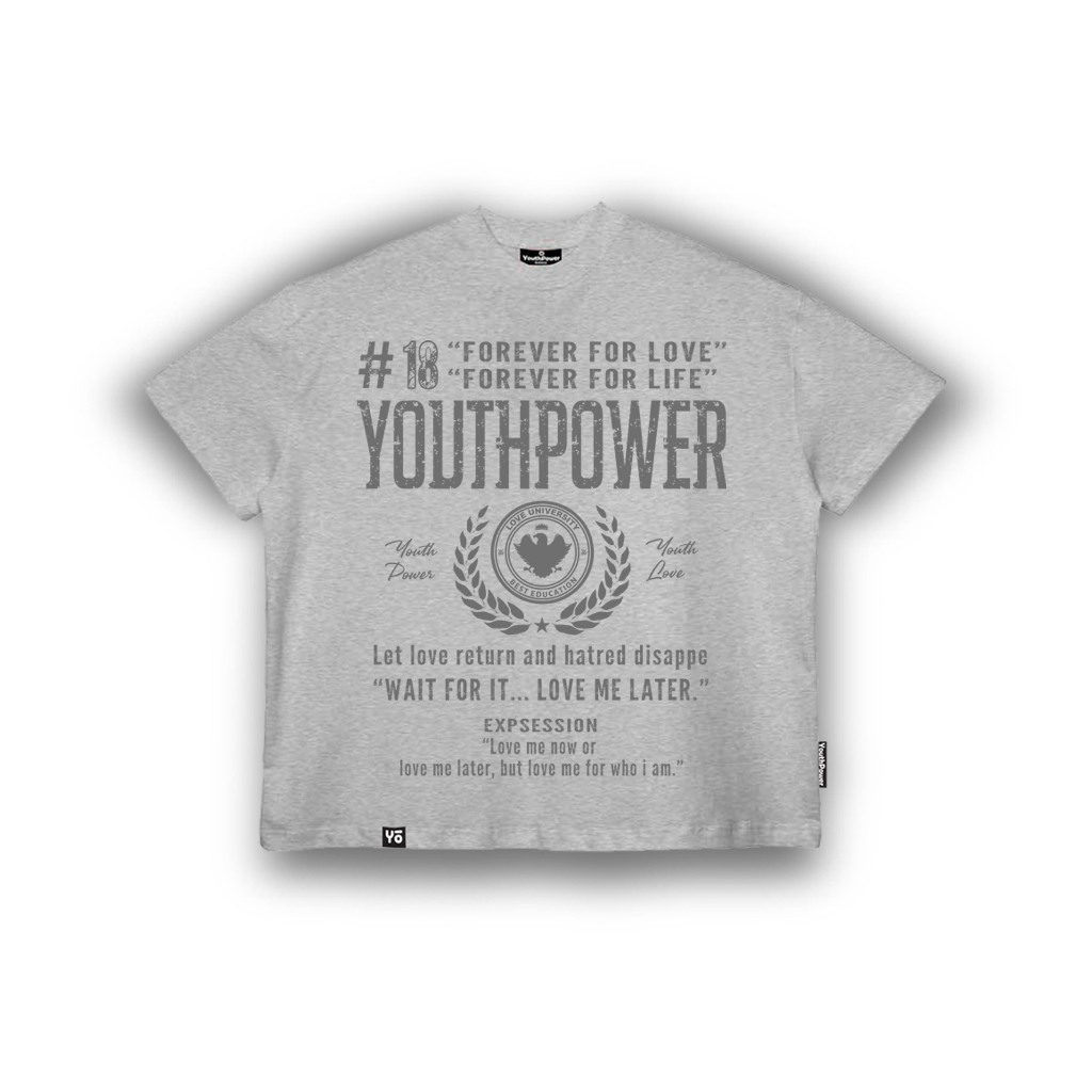 Áo Thun Big Boxy YOUTHPOWER FOREVER FOR LOVE From Rộng Nam Nữ Cổ Tròn Chất Liệu Cotton In Lụa Local Brand - Màu Xám FOREVER