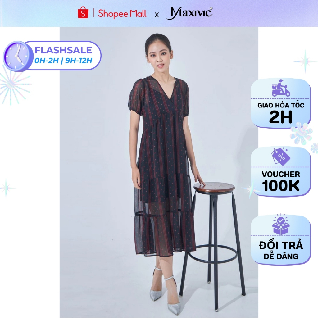 Đầm voan dài Maxivic - LM0122131